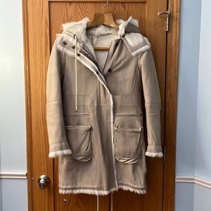 Elie Tahari Chèvre (Goat) leather and fur Coat
